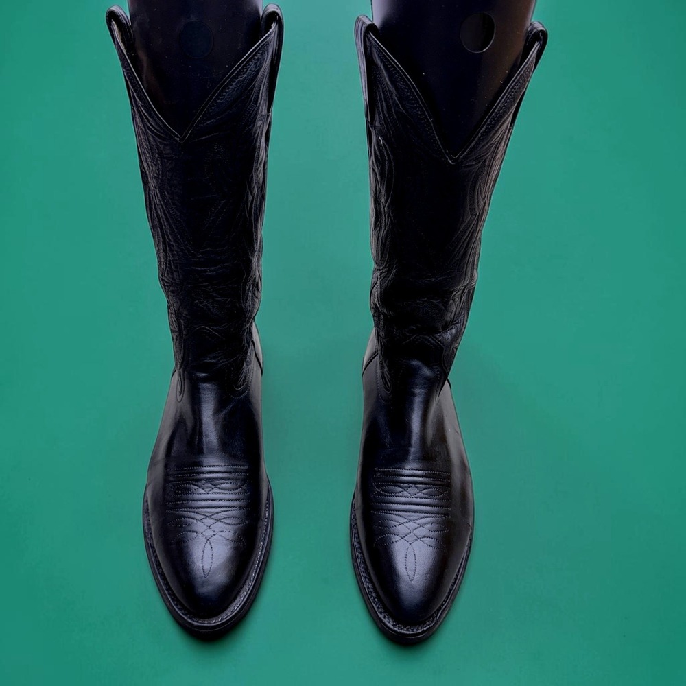 Nocona Boots Mens 8.5 D Black Leather Western Cowboy Boots Vibram USA Made